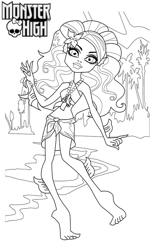 coloriage monster high lagoona blue sur la plage